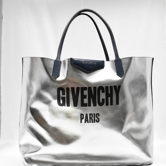 NWT GIVENCHY blue Silver Calfskin Reversible Tote - Picture 2 of 8